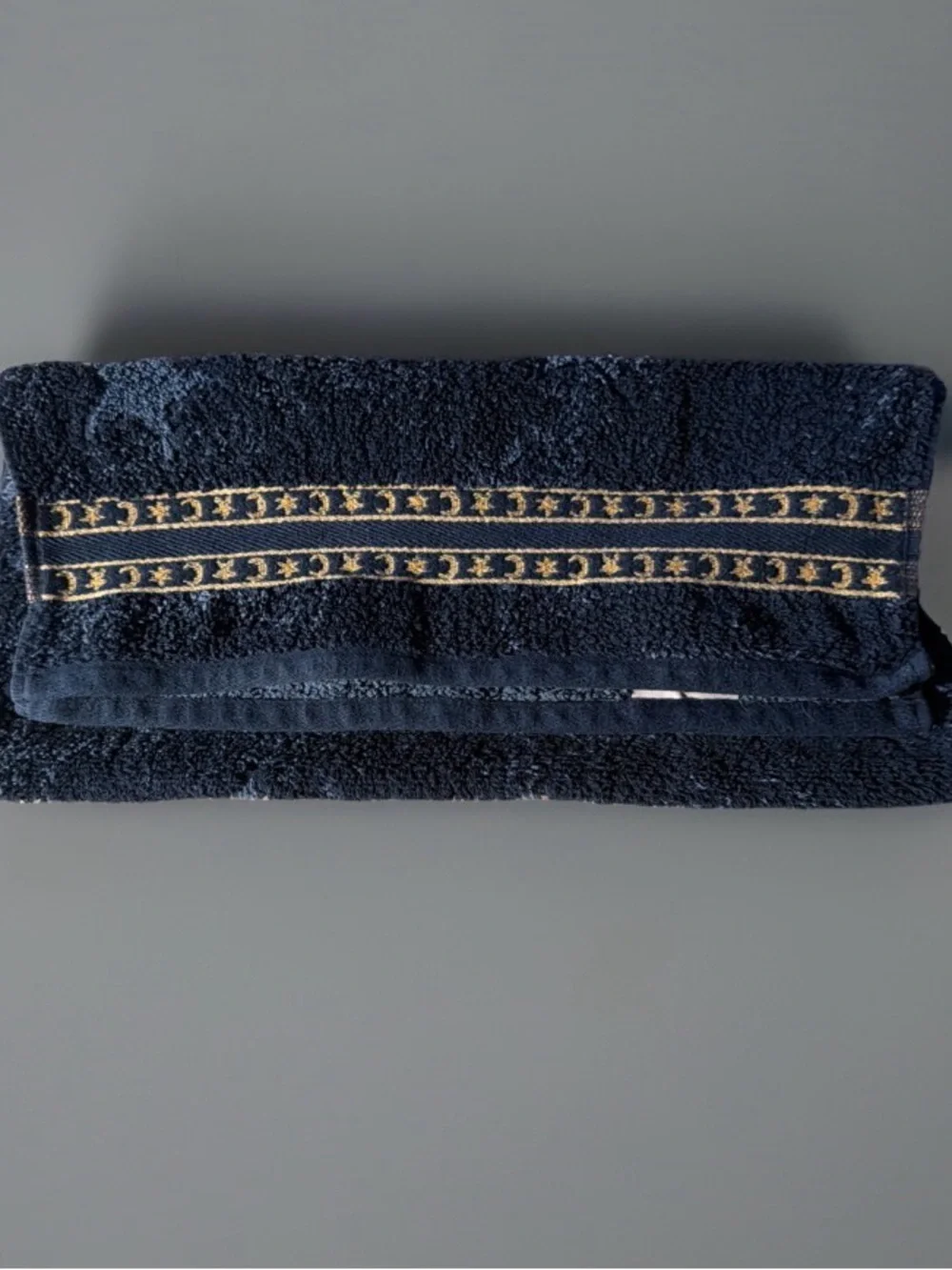 Spring Maid Contour hourglass Celestial Star & Moon Blue 100% Cotton Hand Towel